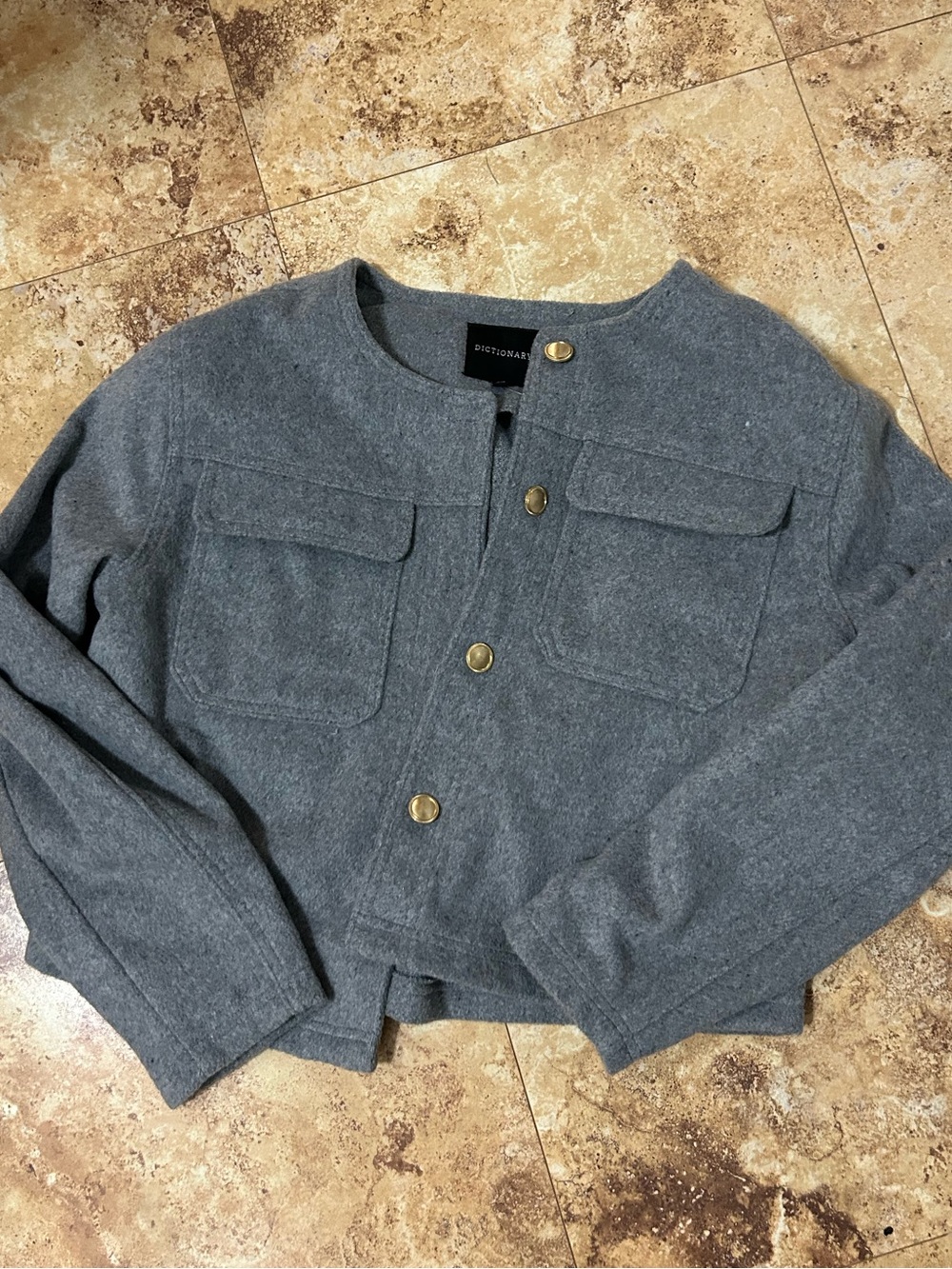 Dictionary Gray Button-Front Jacket